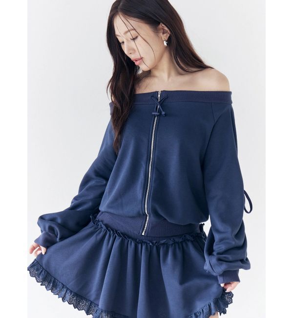 CALNAMUR「フロントジップオフショルスウェット」|Tシャツ・カットソー|