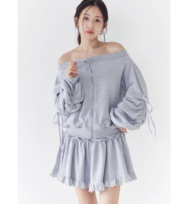 CALNAMUR「フロントジップオフショルスウェット」|Tシャツ・カットソー|