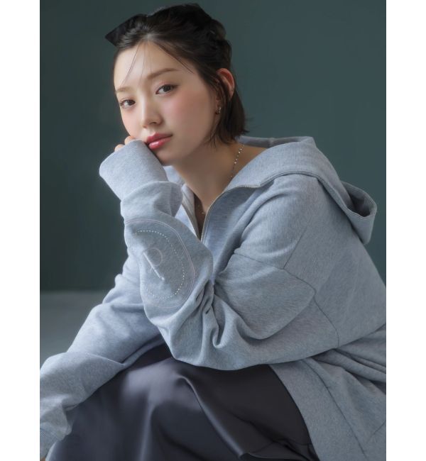 dazzlin「【吉田朱里】ストーンアートハーフジップフーディ」|パーカー|グレー