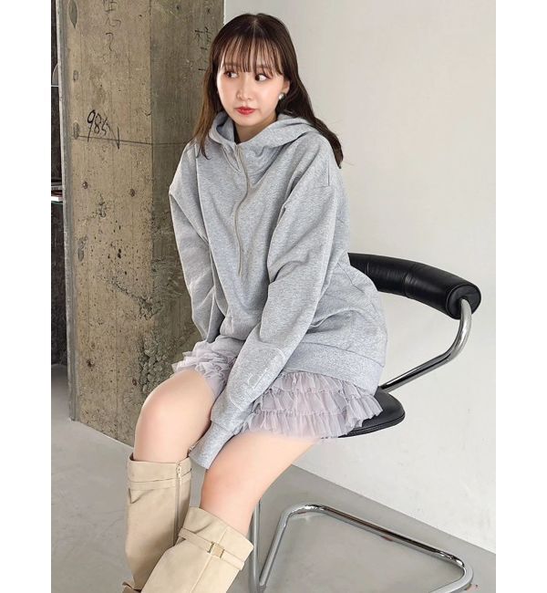 dazzlin「【吉田朱里】ストーンアートハーフジップフーディ」|パーカー|