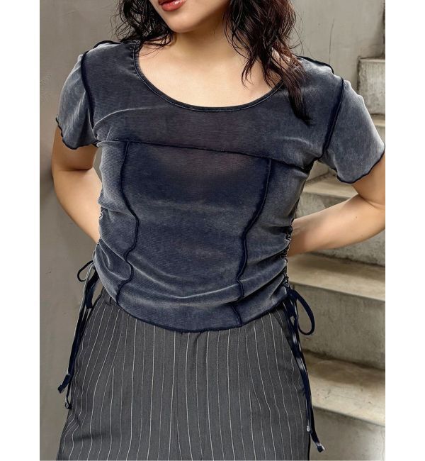 MURUA「フェードシアーベロアトップス」|Tシャツ・カットソー|ブルー