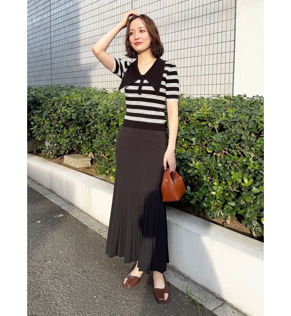 LAGUNAMOON「ヘムレイヤードビッグカラーポロニットプルオーバー」|ニット・セーター|