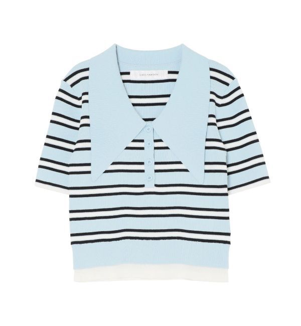 LAGUNAMOON「ヘムレイヤードビッグカラーポロニットプルオーバー」|ニット・セーター|