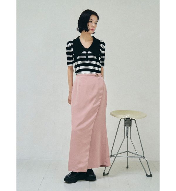 LAGUNAMOON「ヘムレイヤードビッグカラーポロニットプルオーバー」|ニット・セーター|