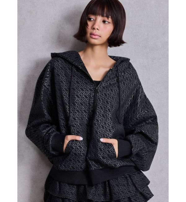 GYDA「GG chain glitter print BIGパーカー」|パーカー|ブラック