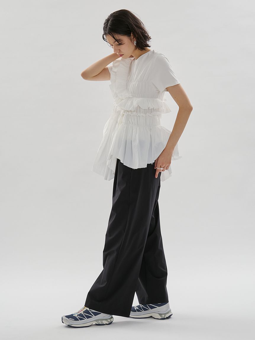 emmi atelier「フリルアシンメトリーカットソー」|Tシャツ・カットソー|