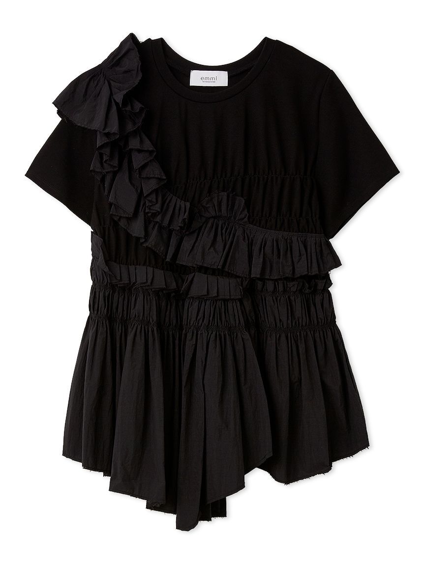 emmi atelier「フリルアシンメトリーカットソー」|Tシャツ・カットソー|