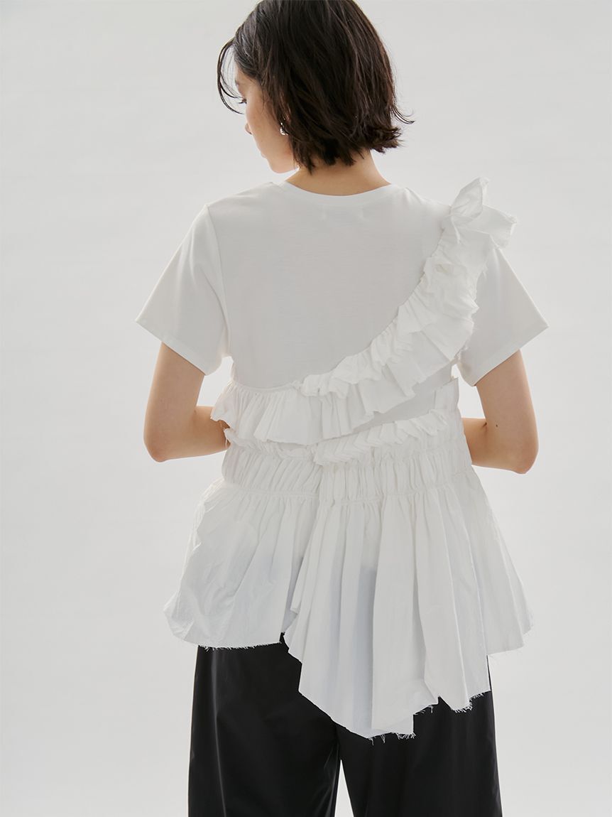 emmi atelier「フリルアシンメトリーカットソー」|Tシャツ・カットソー|