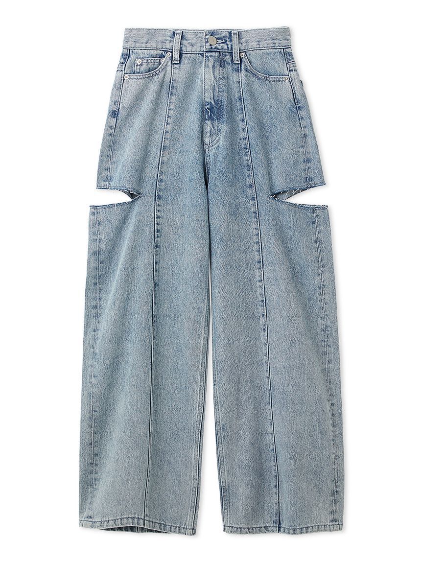 FRAY I.D「【00サイズあり】カットアウトバレルデニムパンツ」|デニム|