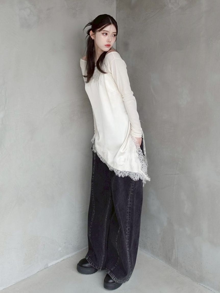 FRAY I.D「【00サイズあり】カットアウトバレルデニムパンツ」|デニム|