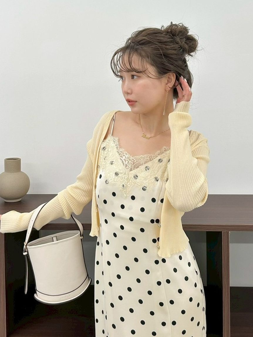 FRAY I.D「シルクコットンクロップドリブニットカーディガン」|カーディガン|YEL