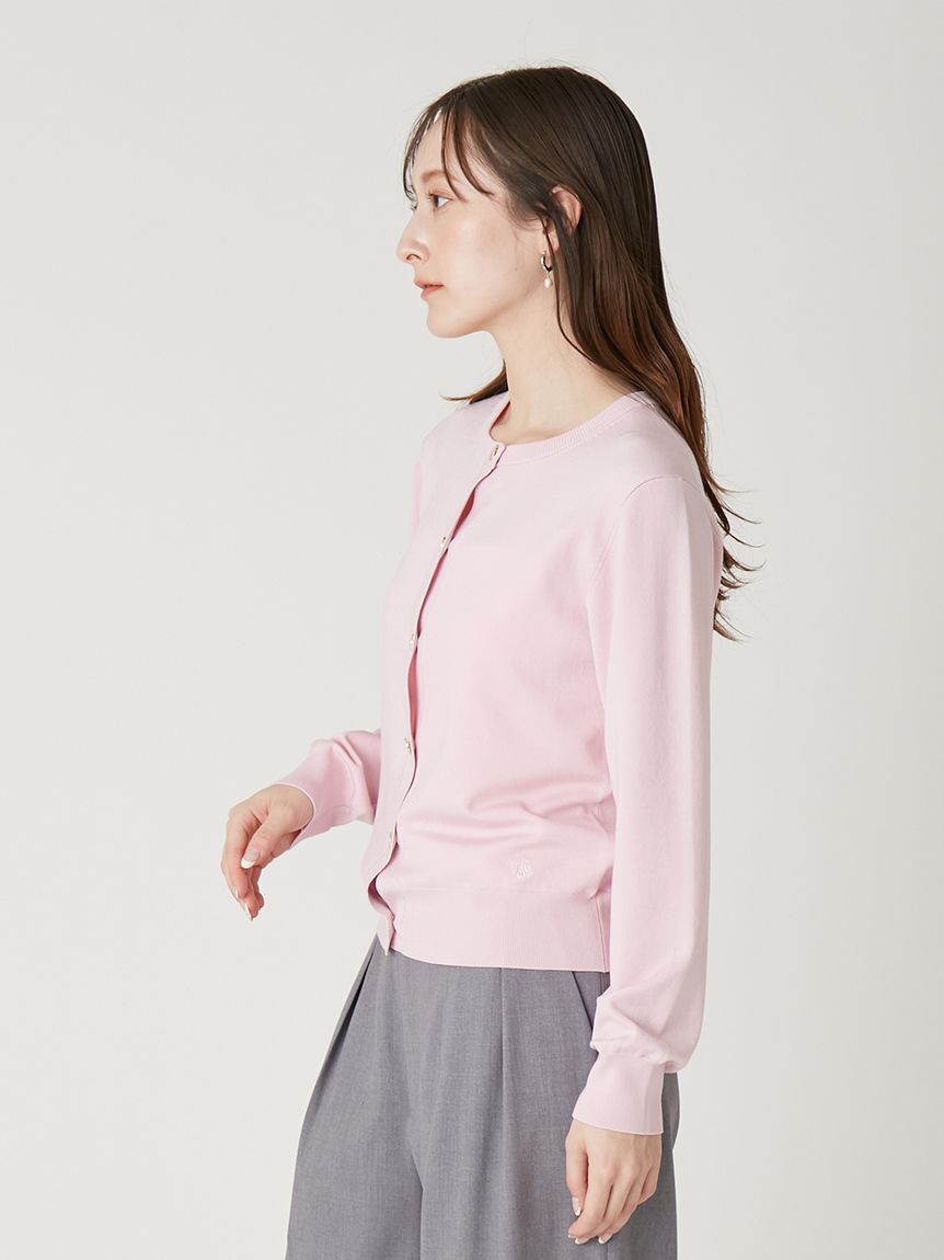 FRAY I.D「シルクブレンドクルーネック金釦ニットカーディガン／ウォッシャブル」|カーディガン|