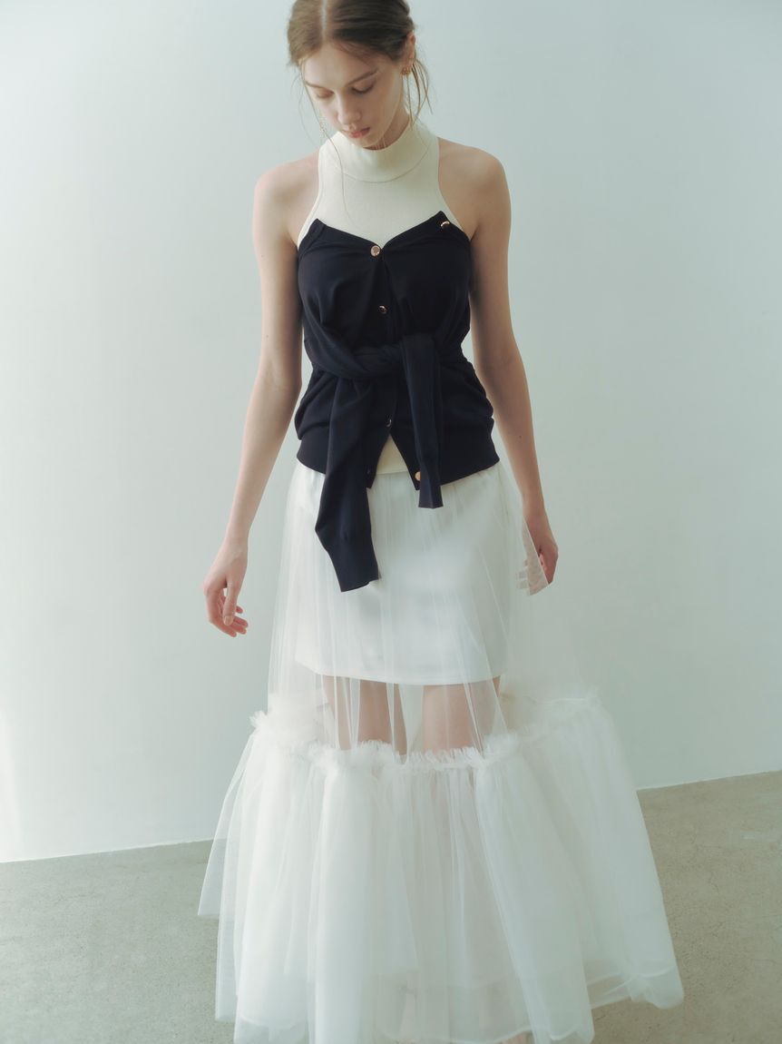 FRAY I.D「シルクブレンドクルーネック金釦ニットカーディガン／ウォッシャブル」|カーディガン|