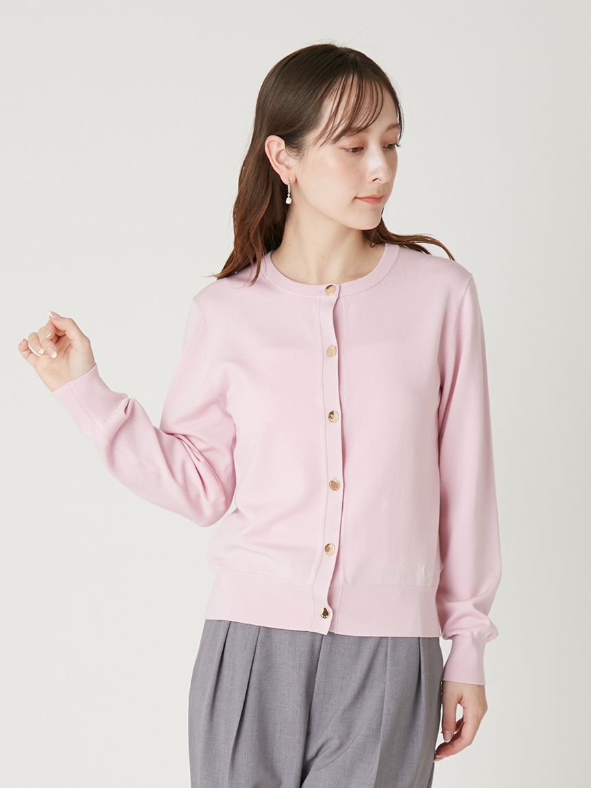 FRAY I.D「シルクブレンドクルーネック金釦ニットカーディガン／ウォッシャブル」|カーディガン|