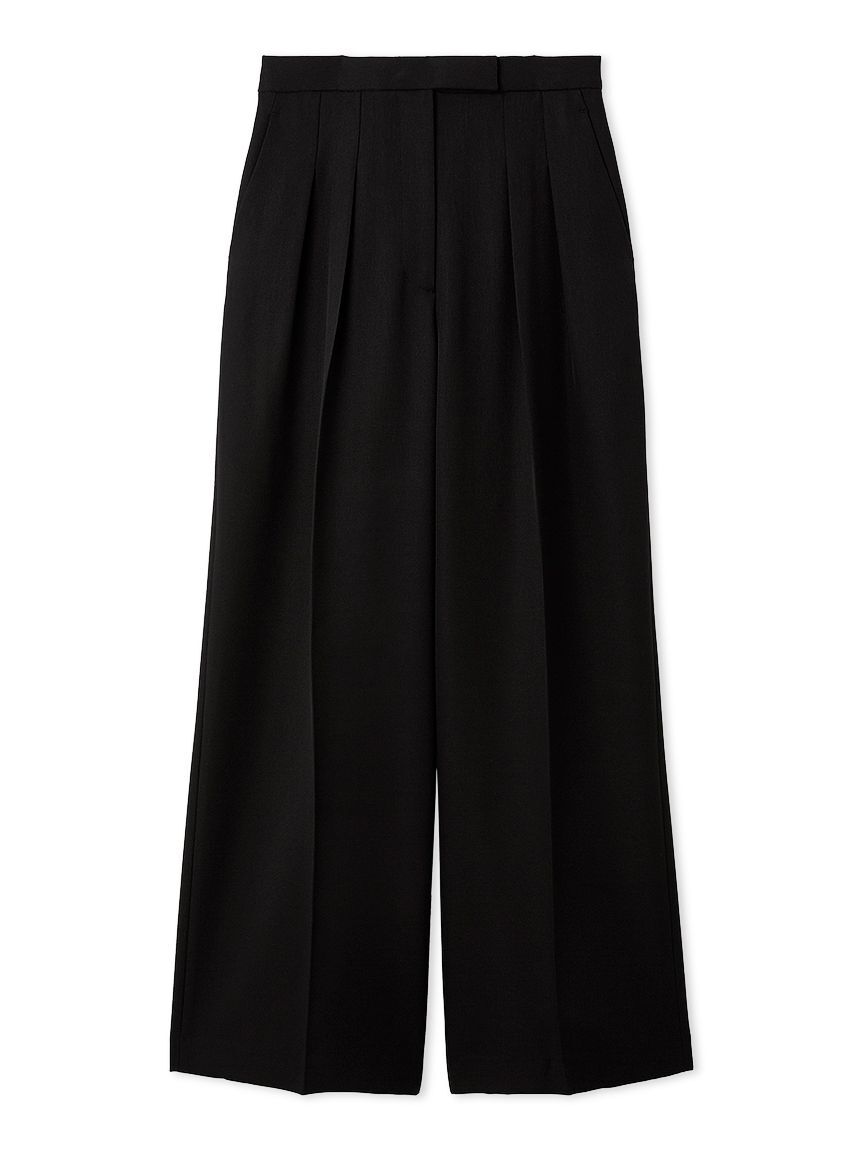 FRAY I.D「ダブルタックワイドパンツ／ウォッシャブル・UVカット・防シワ」|チノ|BLK