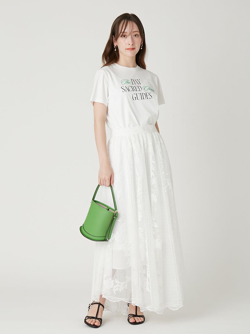 FRAY I.D「ロゴプリント刺繍Tシャツ／ウォッシャブル・防シワ」|Tシャツ・カットソー|