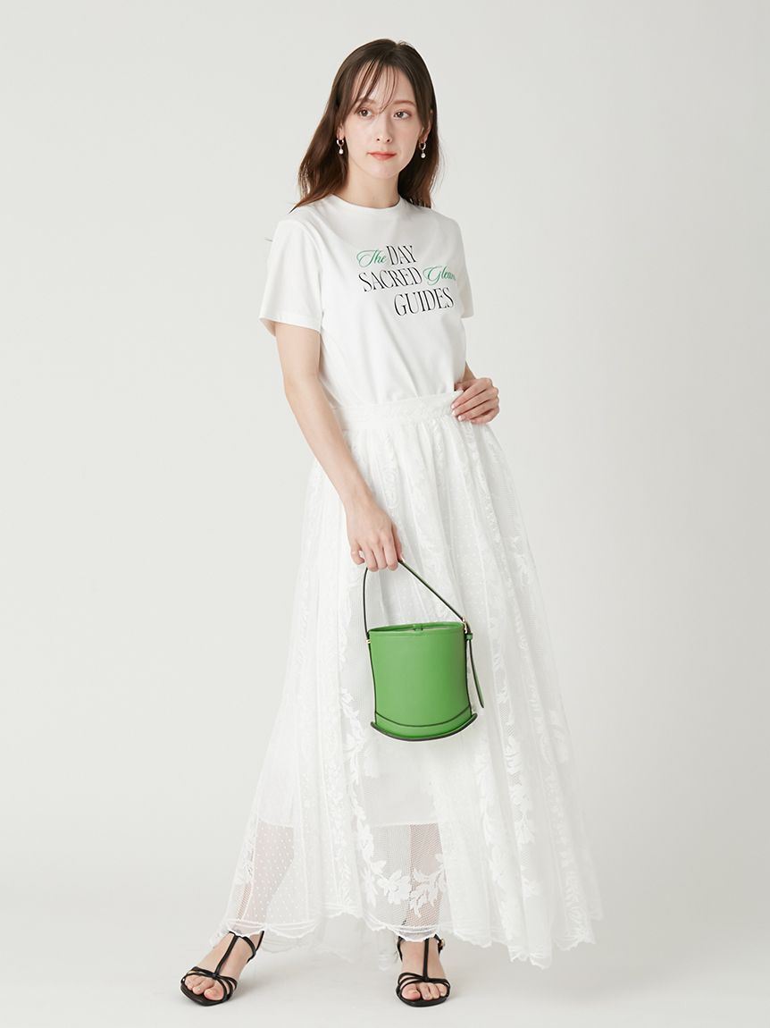 FRAY I.D「ロゴプリント刺繍Tシャツ／ウォッシャブル・防シワ」|Tシャツ・カットソー|