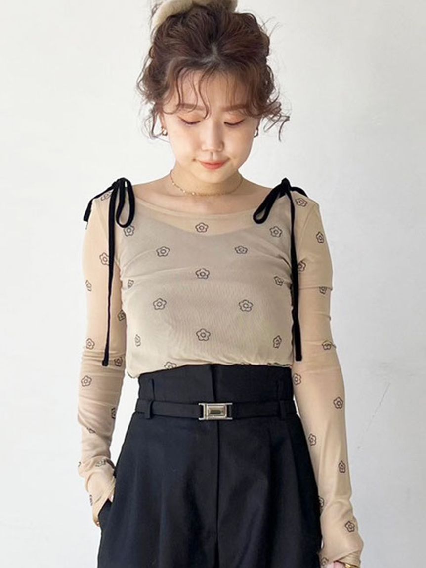 LILY BROWN「【LILY BROWN&times;MARY QUANT】デイジー柄シアーチュールトップス」|Tシャツ・カットソー|