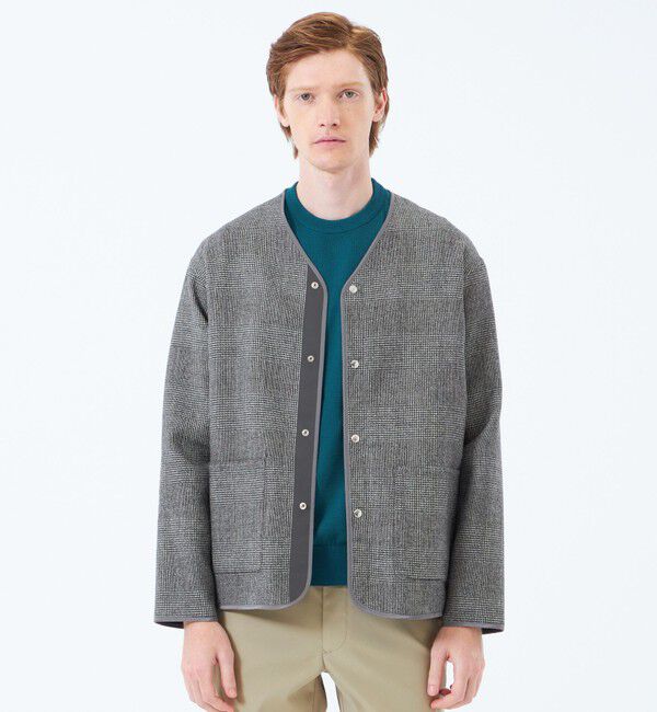 MACKINTOSH PHILOSOPHY「ノーカラージャケット 高密度リバークロス」|ブルゾン・スタジャン|チャコールグレー
