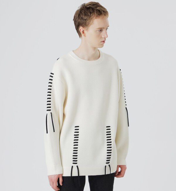  「【UNISEX】ポイントスレッドクルーネック」|ニット・セーター|ホワイト2
