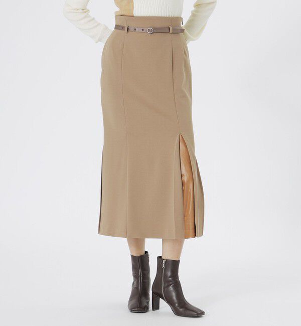  「タイトスリットスカート」|スカート|ベージュ3