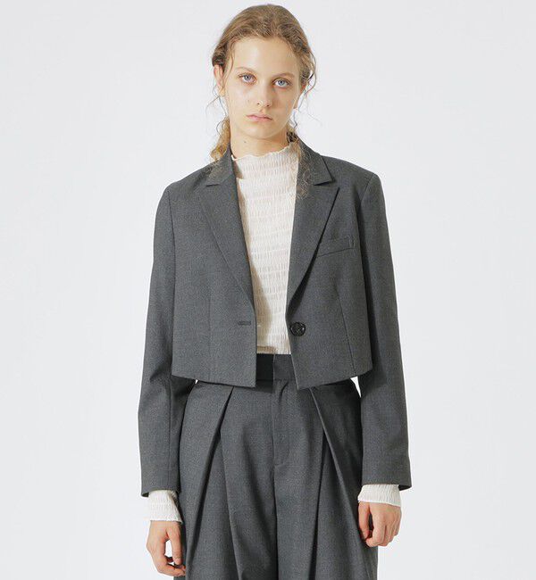  「クロップドジャケット」|テーラードジャケット|グレー