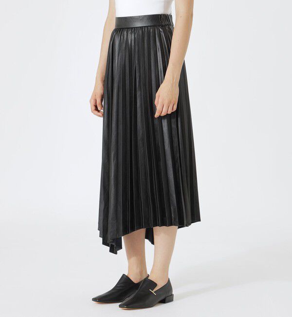  「シンセティックレザーアシンメトリープリーツスカート」|スカート|