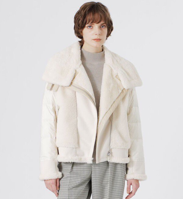  「ファーコンビライダースダウン」|ブルゾン・スタジャン|ホワイト