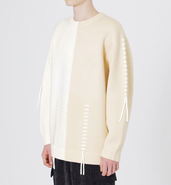  「バイカラーポイントスレッドプルオーバー」|ニット・セーター|