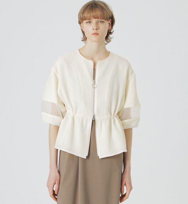  「バブルジャカードペプラムブルゾン」|ブルゾン・スタジャン|ホワイト