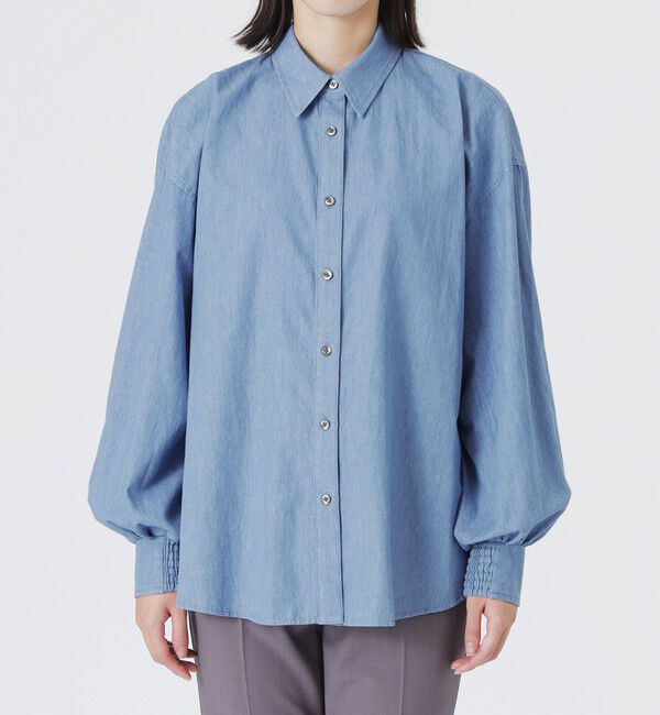  「デニムバックギャザーブラウス」|シャツ・ブラウス|