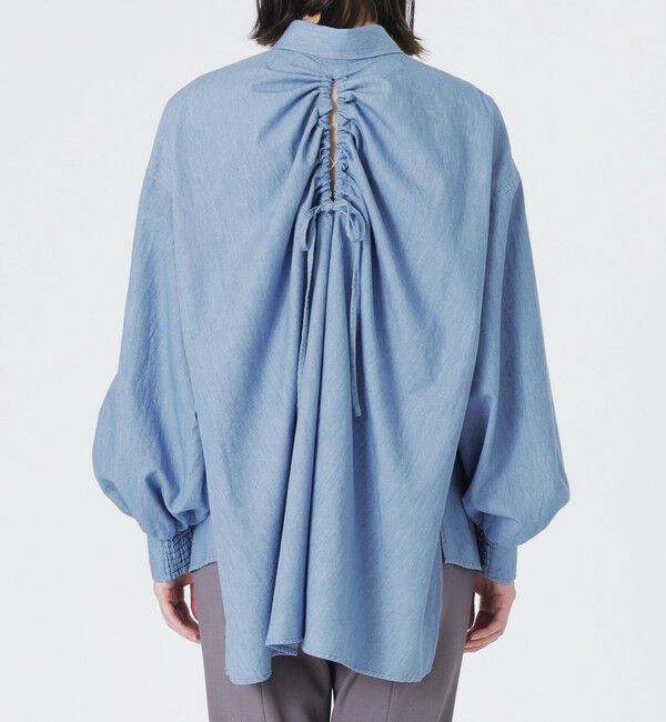  「デニムバックギャザーブラウス」|シャツ・ブラウス|