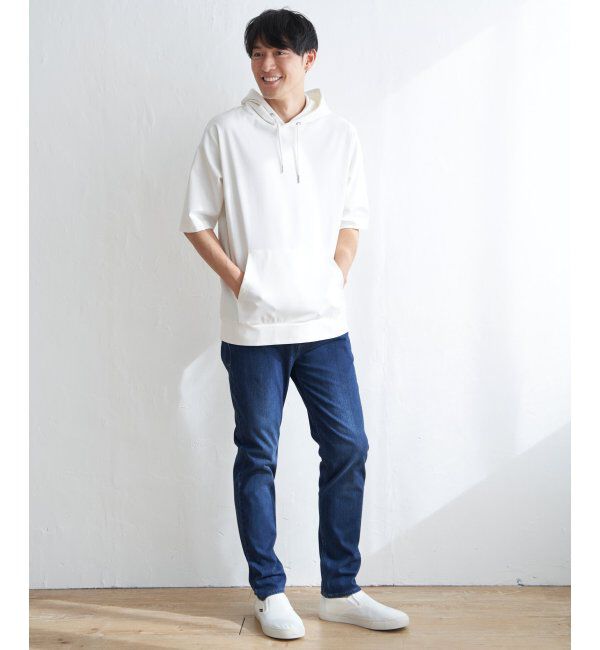 ikka「【接触冷感／抗菌防臭】GOKU楽セイケツ5分袖パーカー」|Tシャツ・カットソー|