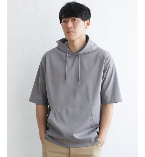 ikka「【接触冷感／抗菌防臭】GOKU楽セイケツ5分袖パーカー」|Tシャツ・カットソー|グレー