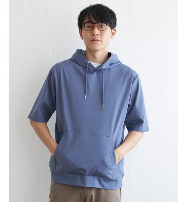 ikka「【接触冷感／抗菌防臭】GOKU楽セイケツ5分袖パーカー」|Tシャツ・カットソー|ブルー