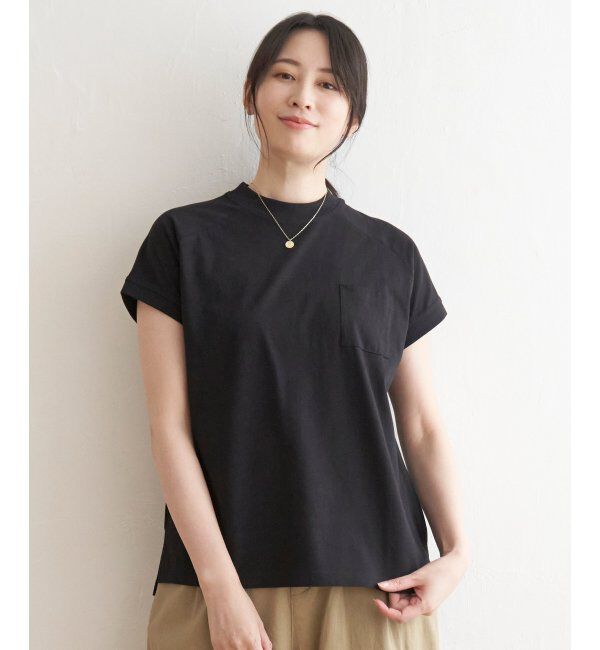 ikka「コットンUSAフレンチTシャツ」|Tシャツ・カットソー|ブラック