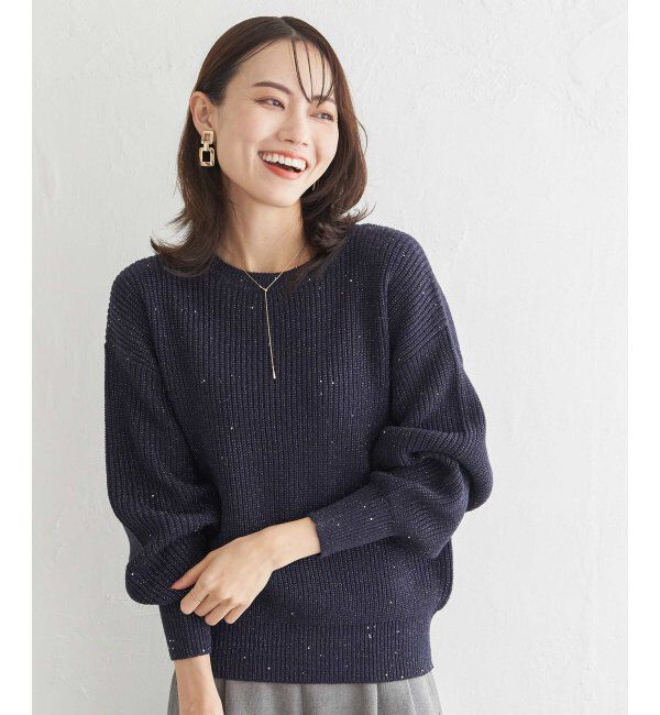 ikka「ラメスパンコールニットプルオーバー」|プルオーバー|