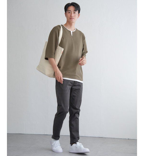 ikka「キーネックレイヤード7分袖Tシャツ」|Tシャツ・カットソー|