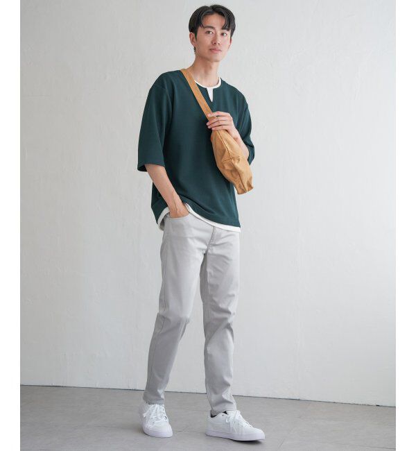 ikka「キーネックレイヤード7分袖Tシャツ」|Tシャツ・カットソー|