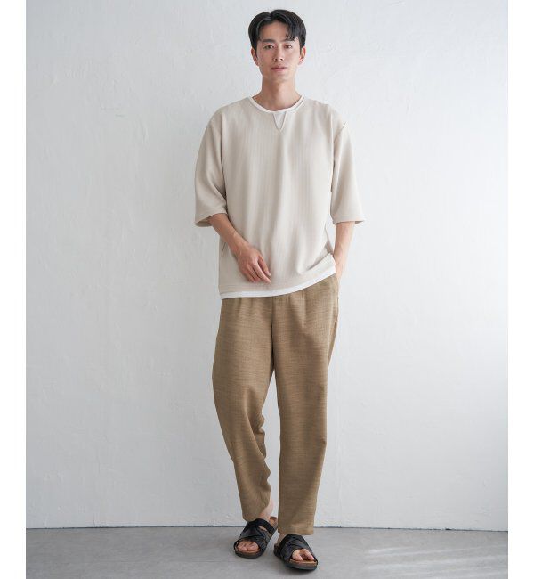 ikka「キーネックレイヤード7分袖Tシャツ」|Tシャツ・カットソー|