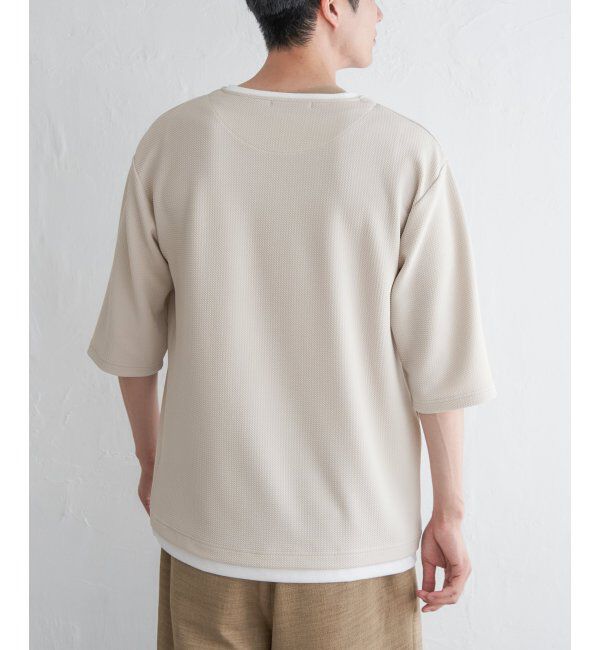 ikka「キーネックレイヤード7分袖Tシャツ」|Tシャツ・カットソー|