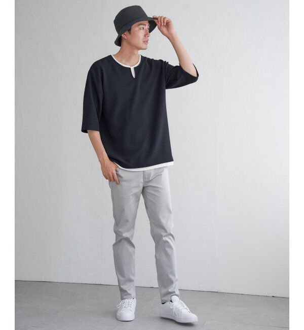 ikka「キーネックレイヤード7分袖Tシャツ」|Tシャツ・カットソー|