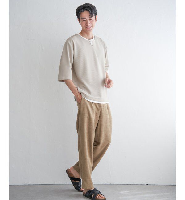 ikka「キーネックレイヤード7分袖Tシャツ」|Tシャツ・カットソー|