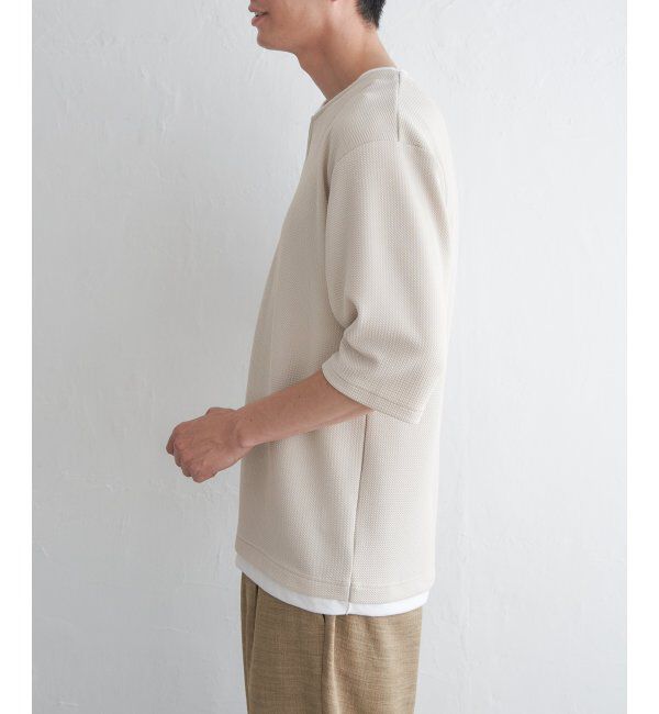 ikka「キーネックレイヤード7分袖Tシャツ」|Tシャツ・カットソー|