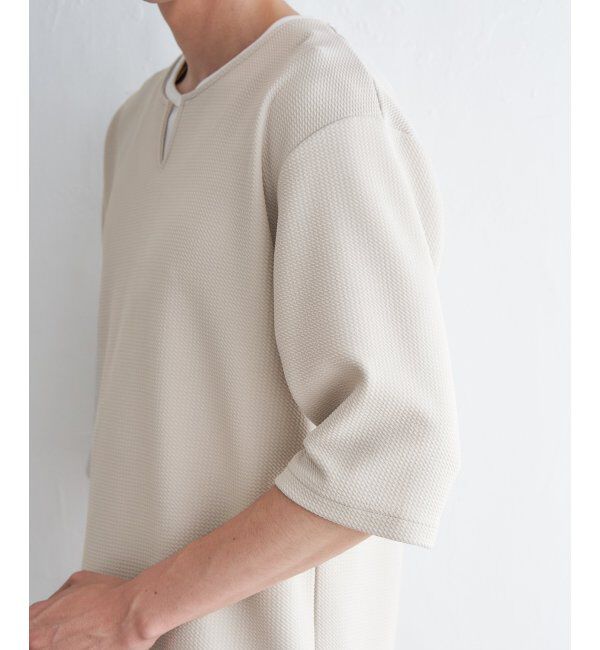 ikka「キーネックレイヤード7分袖Tシャツ」|Tシャツ・カットソー|