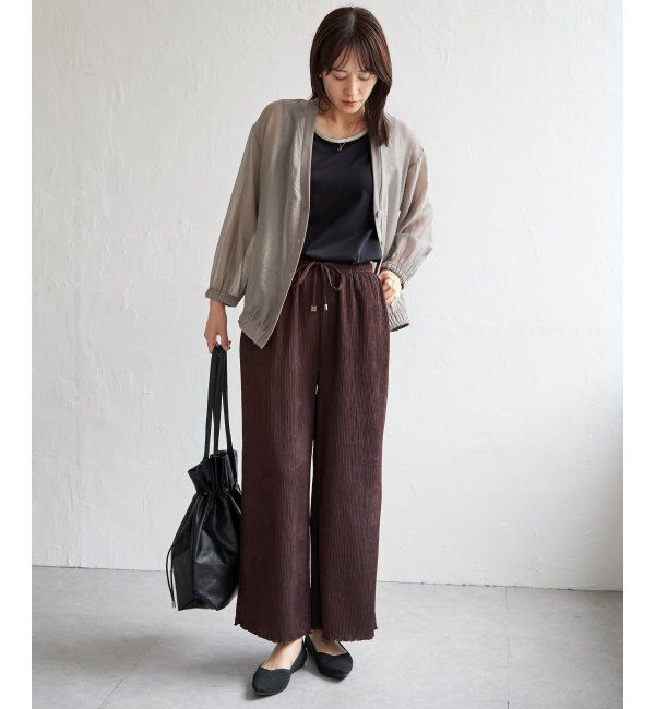 ikka「ジャガードプリーツワイドパンツ」|その他|