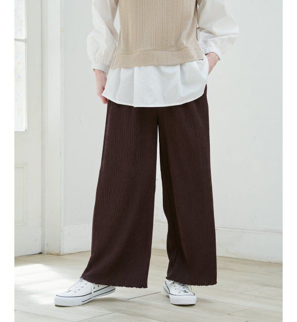 ikka「ジャガードプリーツワイドパンツ」|その他|