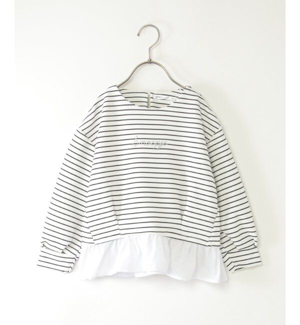 ikka kids「【親子コーデ】リップルタック裾フリルプルオーバー（120~160cm）」|Tシャツ・カットソー|ボーダー