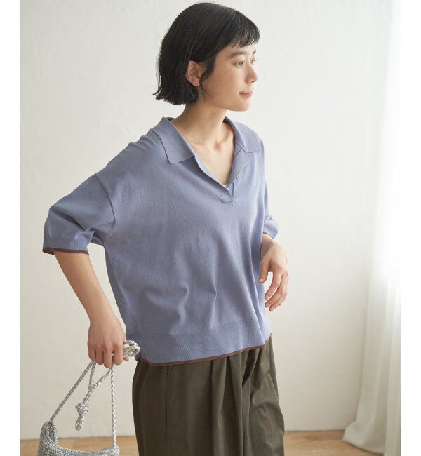 Lbc with Life「ポロ襟スキッパーニット」|カーディガン|