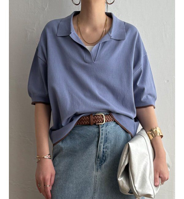 Lbc with Life「ポロ襟スキッパーニット」|カーディガン|